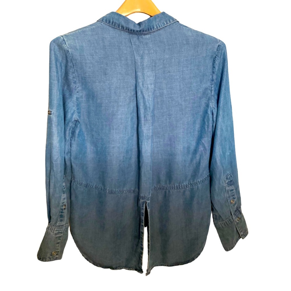 Cloth & Stone Chambray Ombr Button Front Top With… - image 3